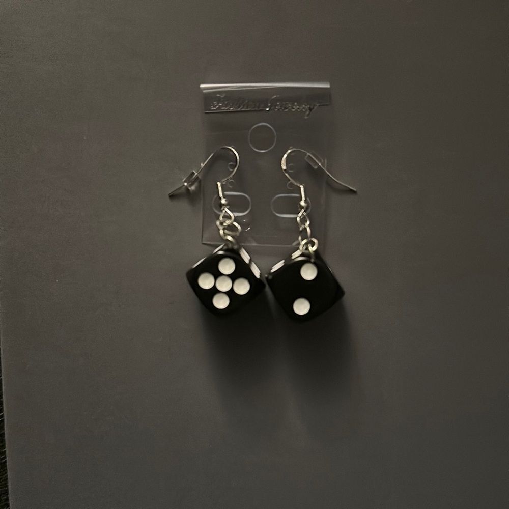 NEW black dice earrings